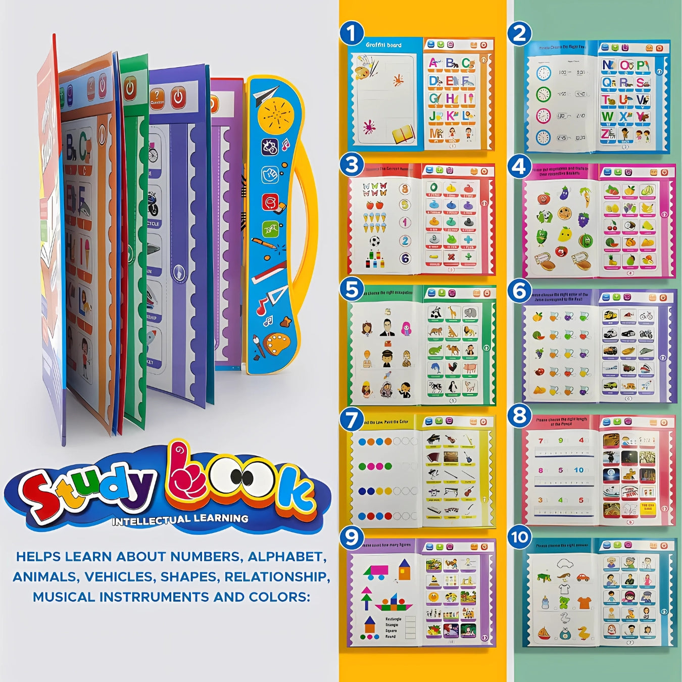 Kids Intelligence E-Book: English Letters, Words, Numbers & Shapes Learning Book for kids (6 months guarantee)